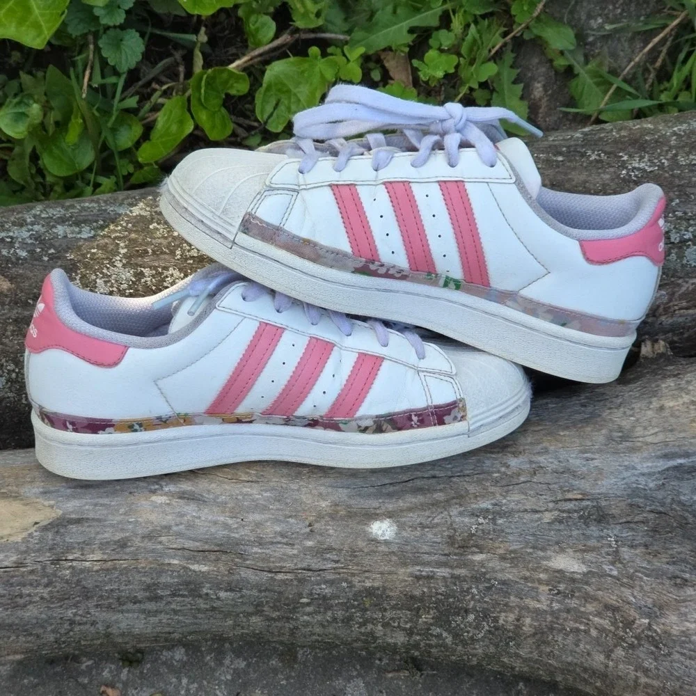 Adidas Originals Superstar Girls Kids Shoes Sneakers White Pink‎ Size US 5
